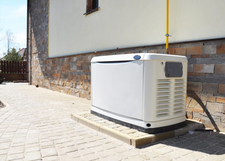 Backup generator located outside of a large residential property